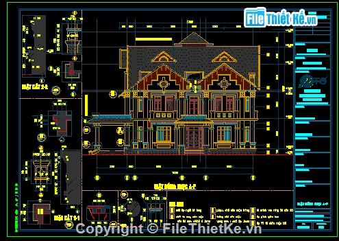 biệt thự đẹp 2 tầng,biệt thự 2 tầng kiểu kiến trúc pháp,kiến trúc 2  tầng,bản vẻ cad kiến trúc pháp,bản vẽ autocad kiến trúc pháp